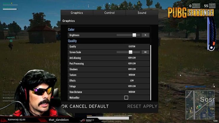 Dr. Disrespect changes his settings in-game