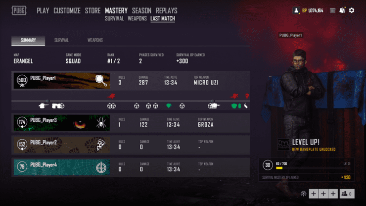 The new last match screen would contain a timeline for your actions last game