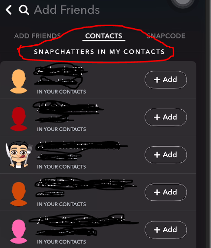 add someone on snapchat by contacts