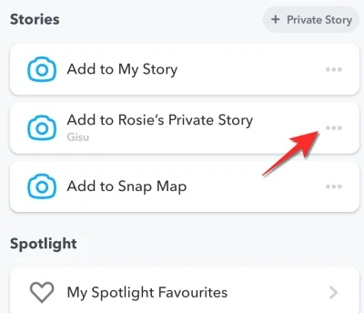 click dots under private story tab