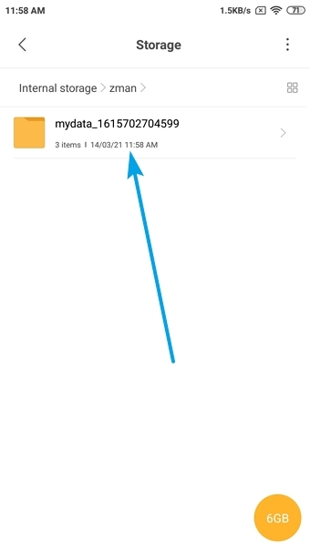 open the mydata file on your device