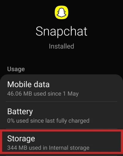 snapchat app storage